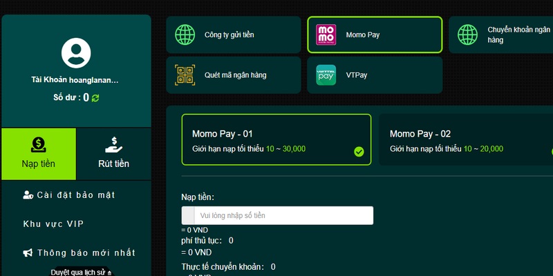 Nạp tiền qua ví momo được đánh giá rất tiện lợi